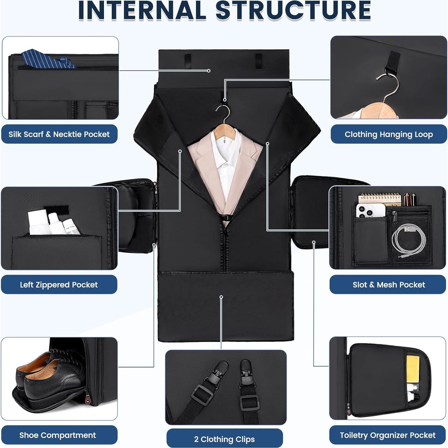 Bolsa de Ropa Duffle Joyrally 2 en 1 Impermeable Negra