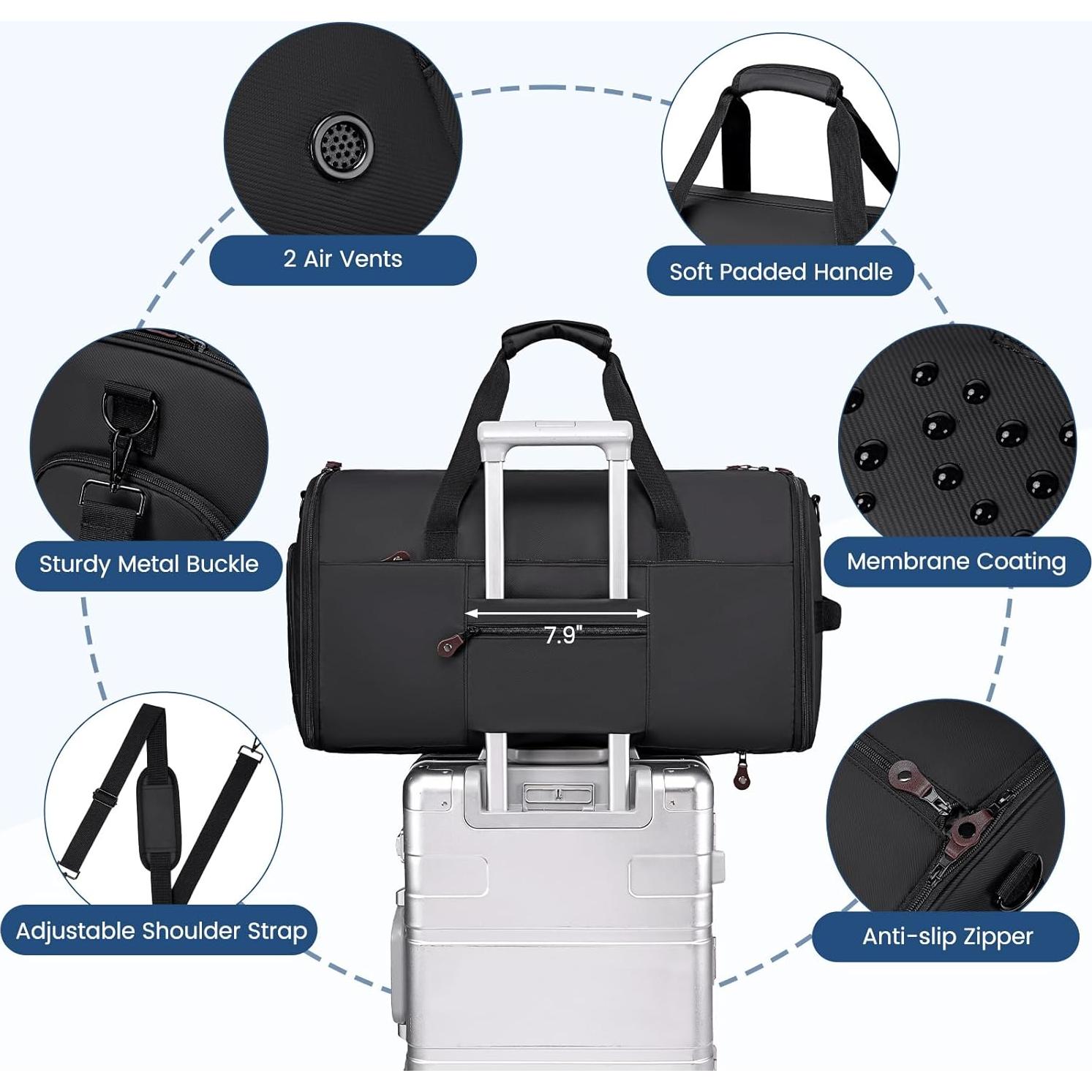 Bolsa de Ropa Duffle Joyrally 2 en 1 Impermeable Negra