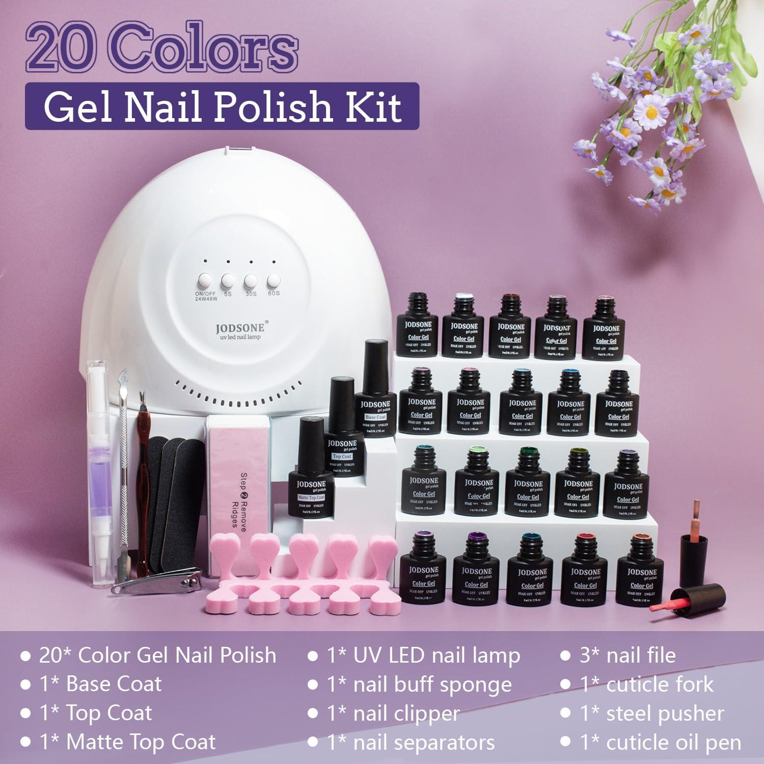 Kit de Esmalte de Uñas en Gel JODSONE 20 Colores con Luz UV