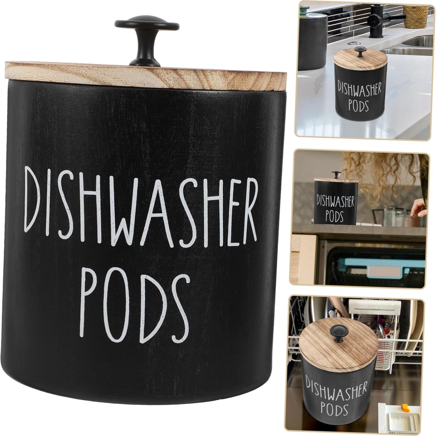 Soporte de Pod de Lavandería DECHOUS de Madera Negro 16x13cm