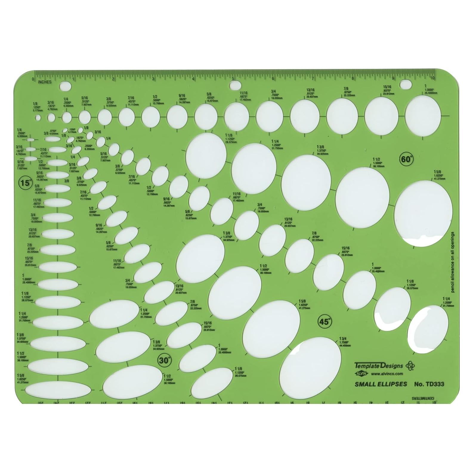 Plantilla Guía de Elipses Pequeñas ALVIN TD333 - Dibujo Preciso