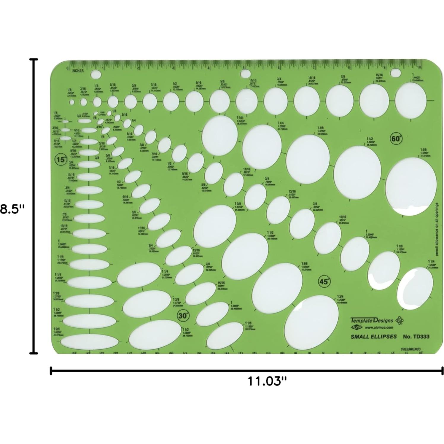 Plantilla Guía de Elipses Pequeñas ALVIN TD333 - Dibujo Preciso