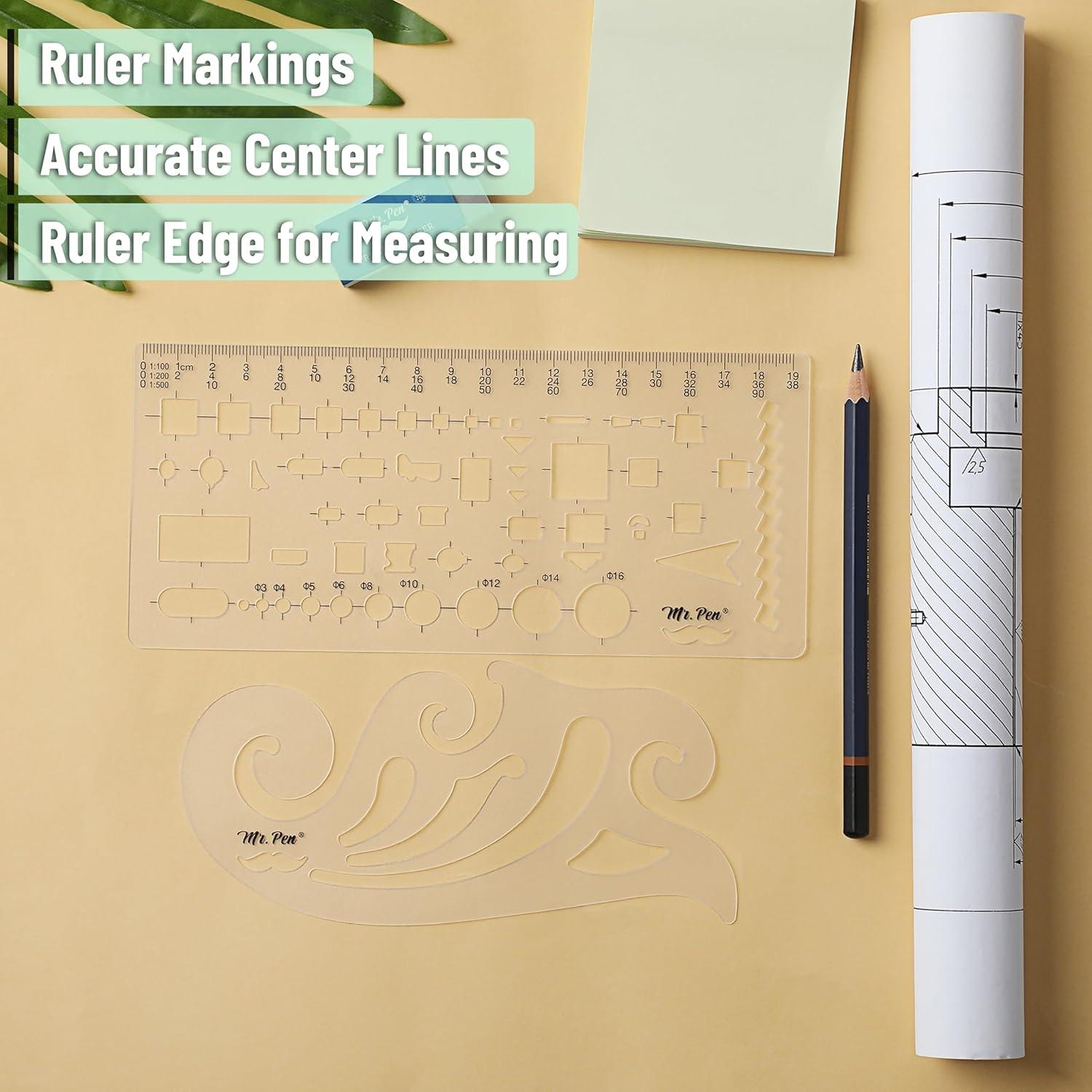 Plantillas de Dibujo Geométrico Mr. Pen - 2 Piezas