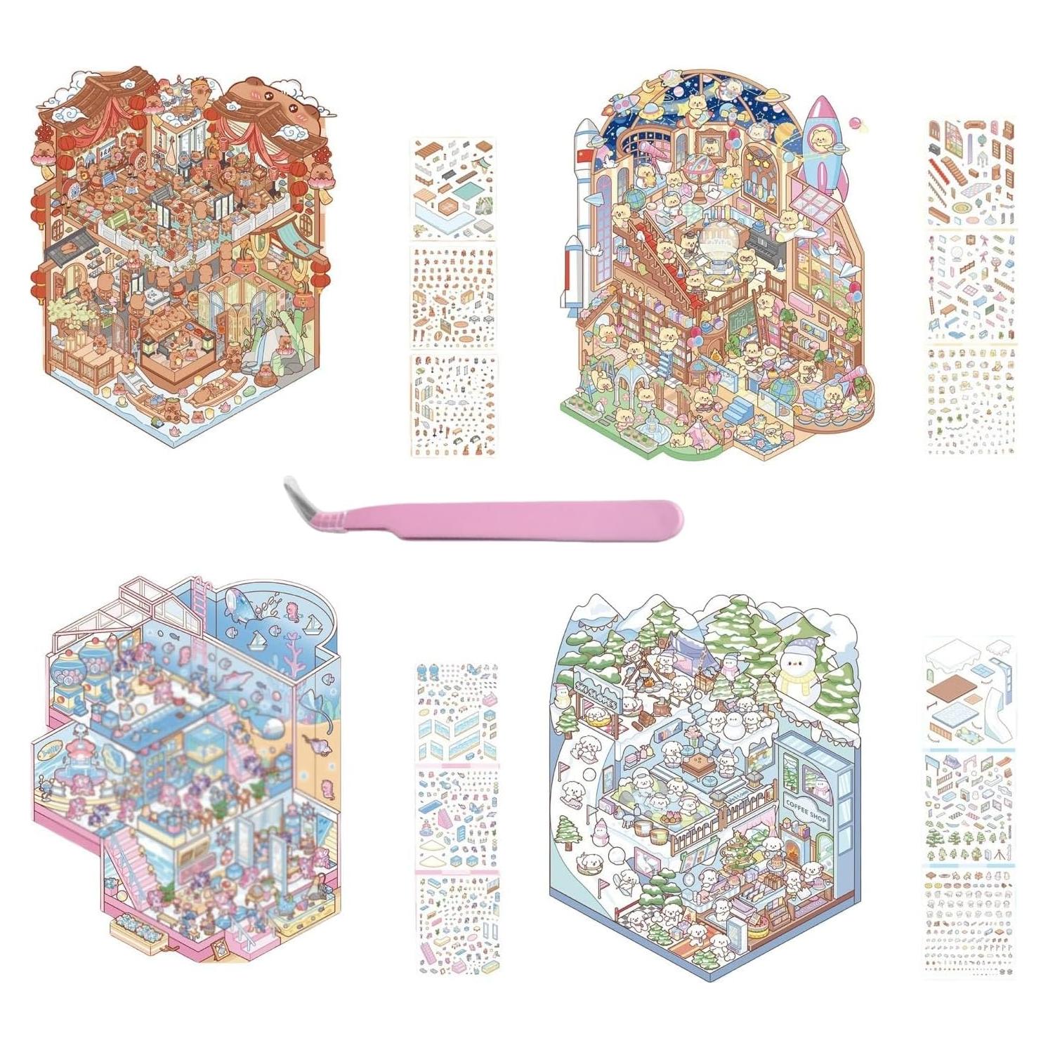 4 Sets de Pegatinas 3D DIY Affoto - Manualidades Creativas