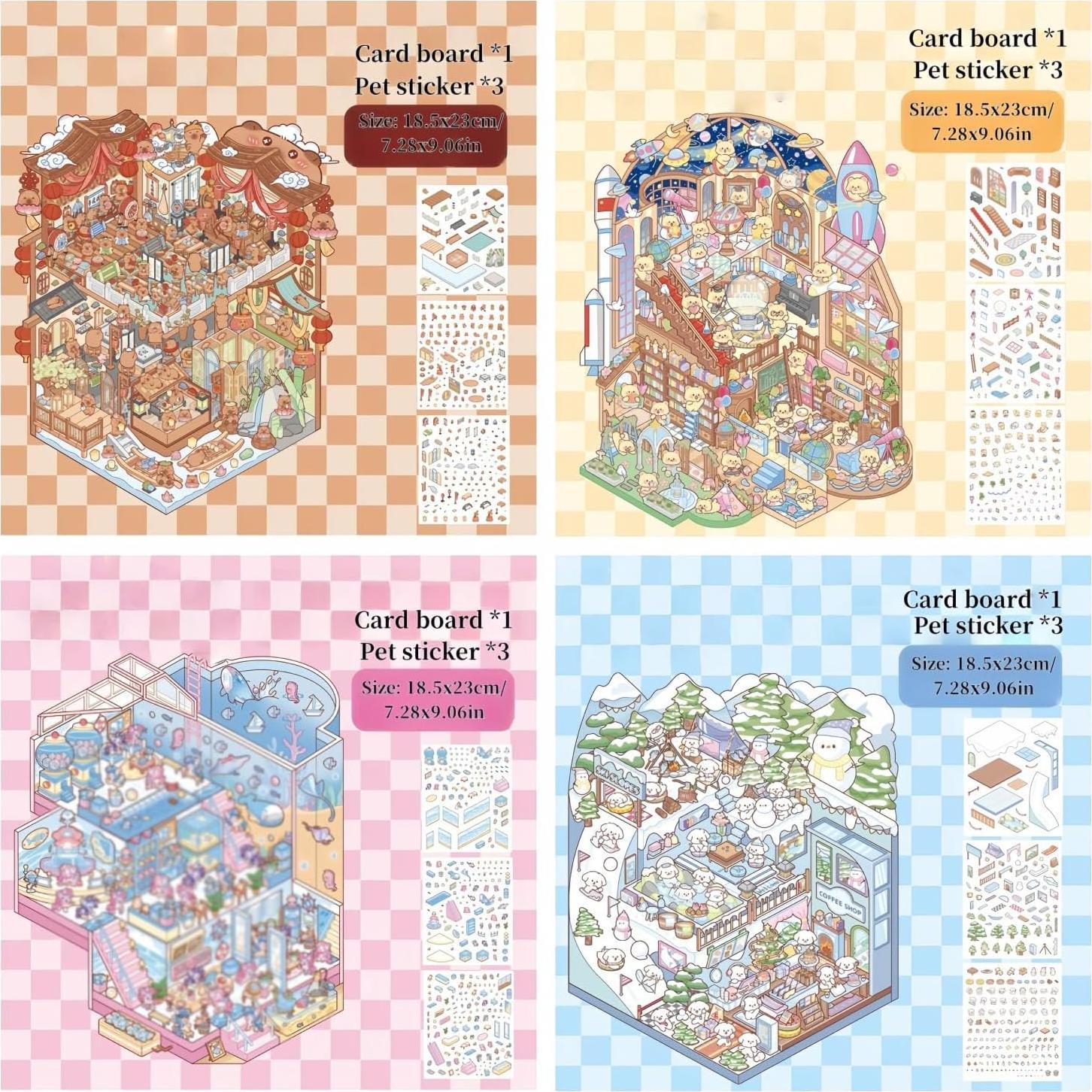 4 Sets de Pegatinas 3D DIY Affoto - Manualidades Creativas