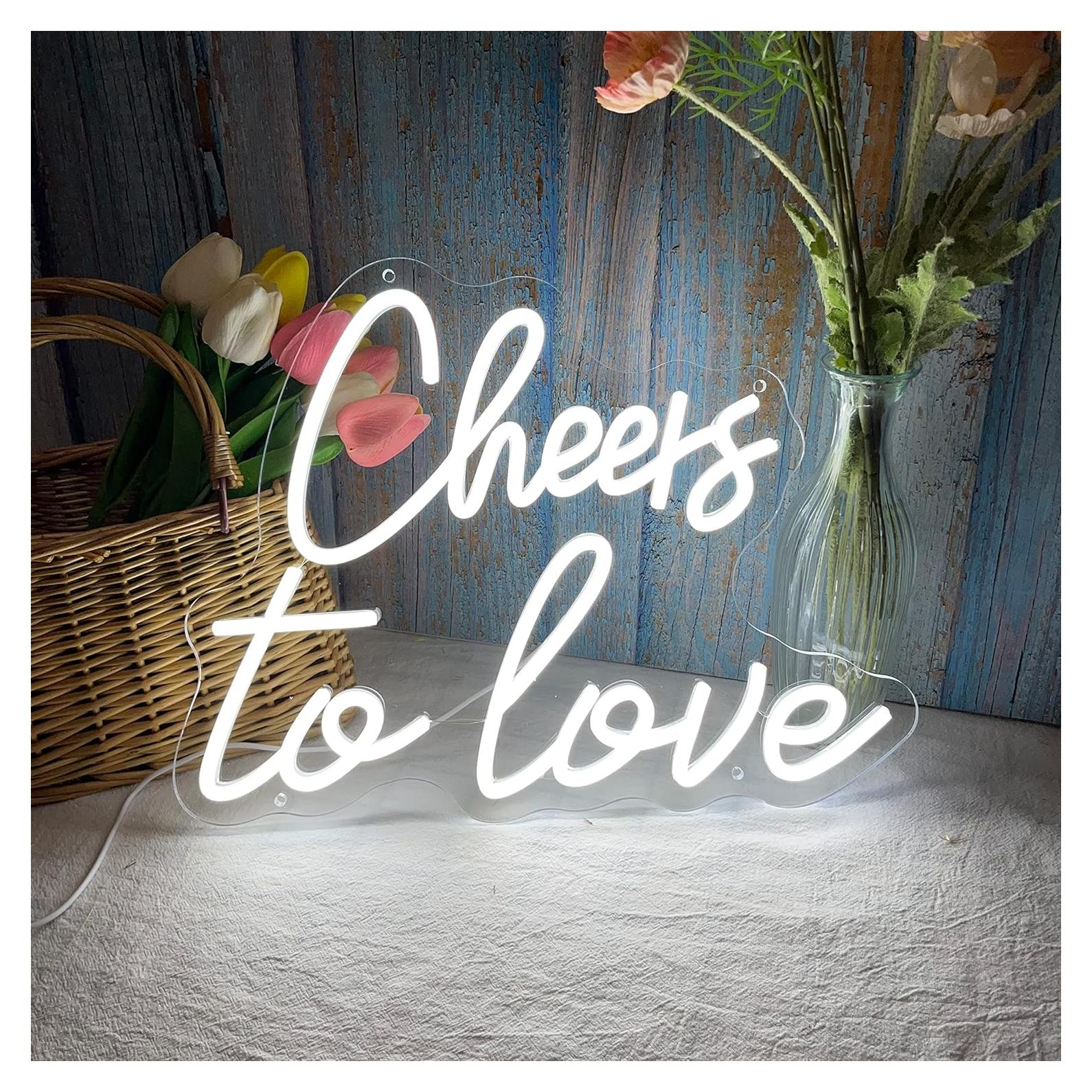 Letrero Neón Brindis por el Amor LED 40x30 cm USB