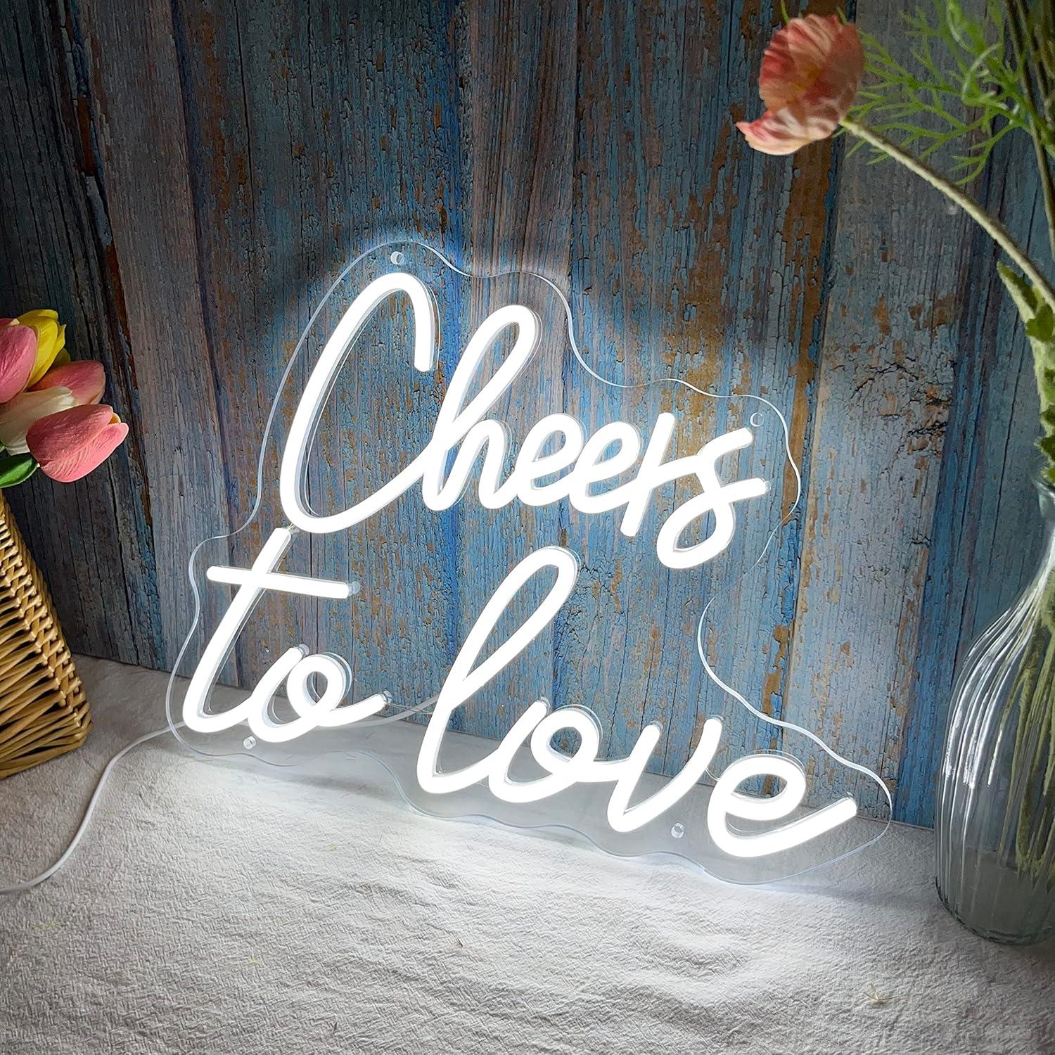 Letrero Neón Brindis por el Amor LED 40x30 cm USB