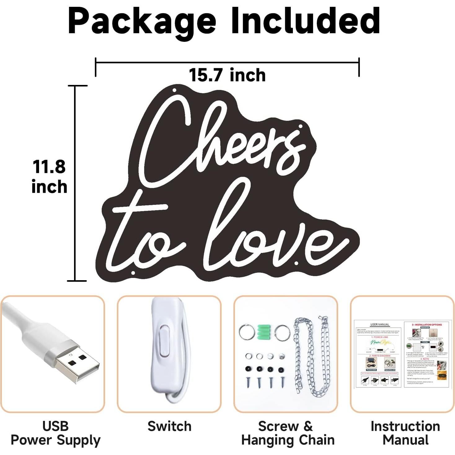 Letrero Neón Brindis por el Amor LED 40x30 cm USB