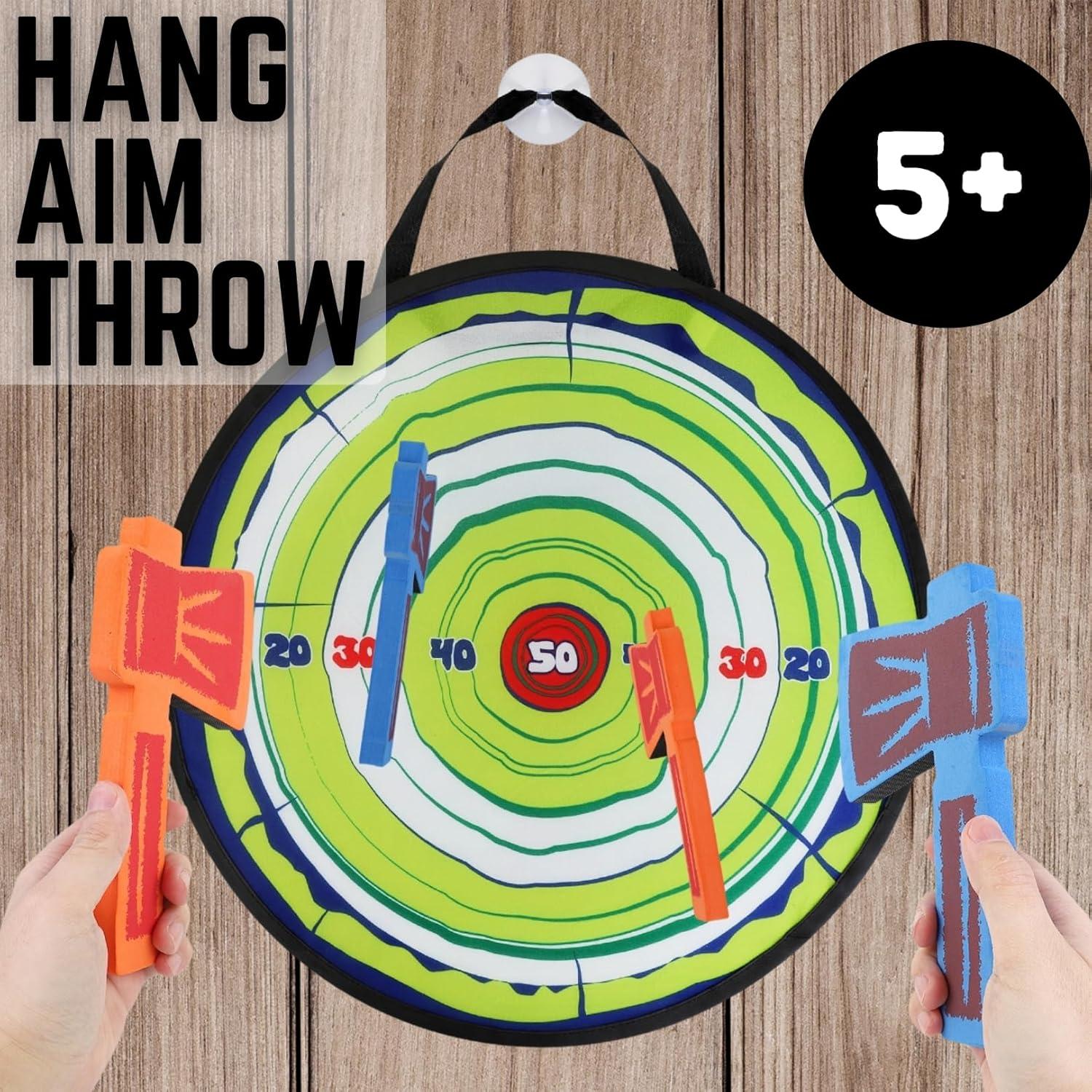 Juego de Lanzamiento de Hachas de Espuma Liberty Imports - 4 Hachas y Objetivo 55,88 cm