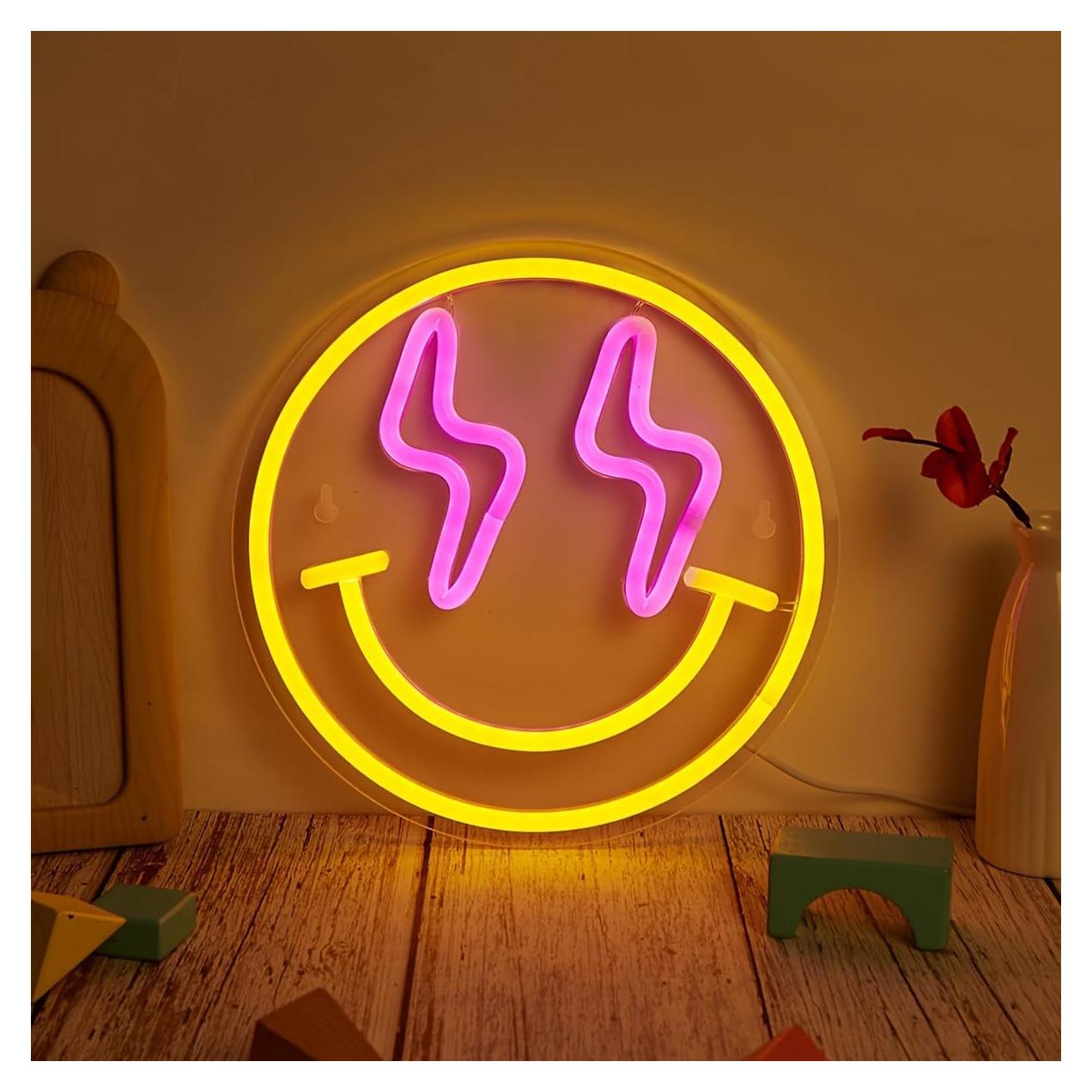 Luz de Neón LED Sonriente Cusgazy - Decoración Pared 22.5 cm