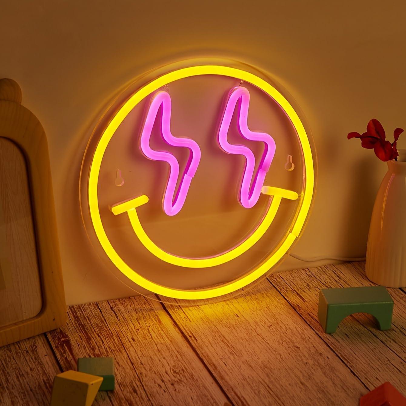 Luz de Neón LED Sonriente Cusgazy - Decoración Pared 22.5 cm