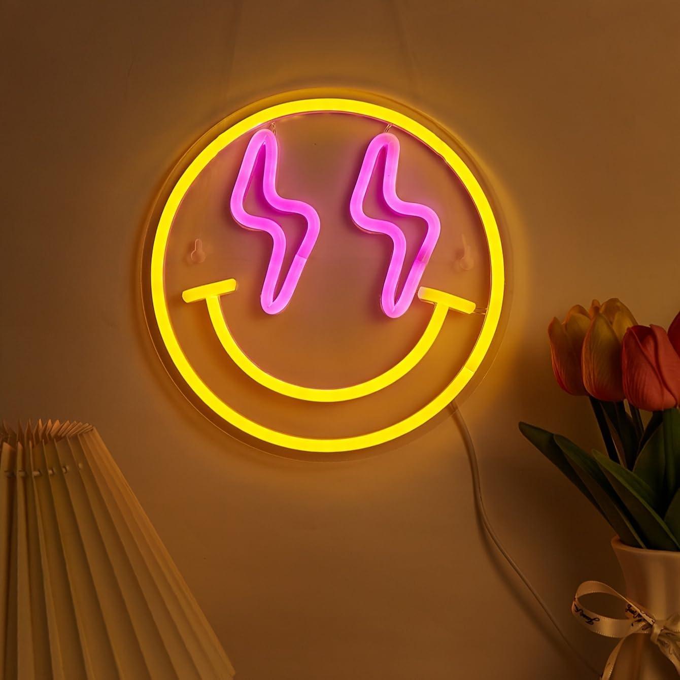 Luz de Neón LED Sonriente Cusgazy - Decoración Pared 22.5 cm