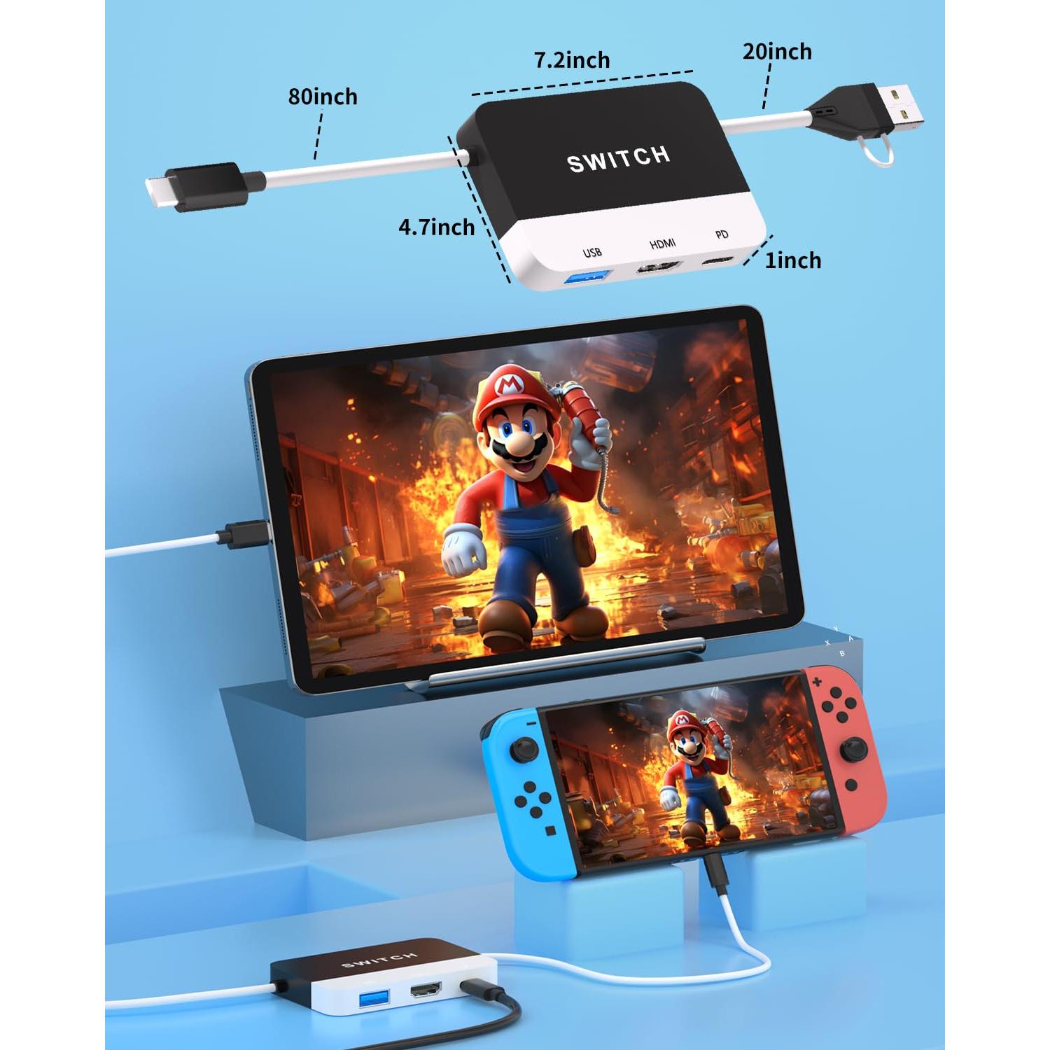 Estación de Acoplamiento 2 en 1 Yigorn para Nintendo Switch 1080P