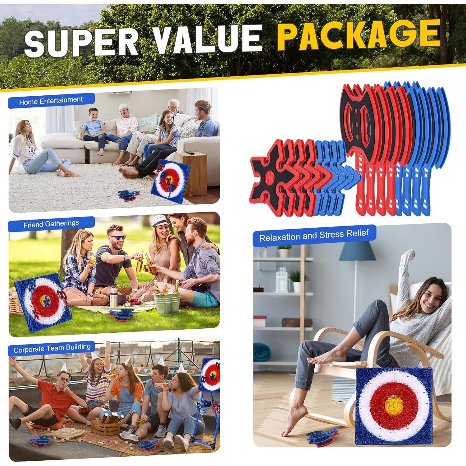 Conjunto de 8 Hachas de Lanzamiento Sidske - Colorido y Seguro