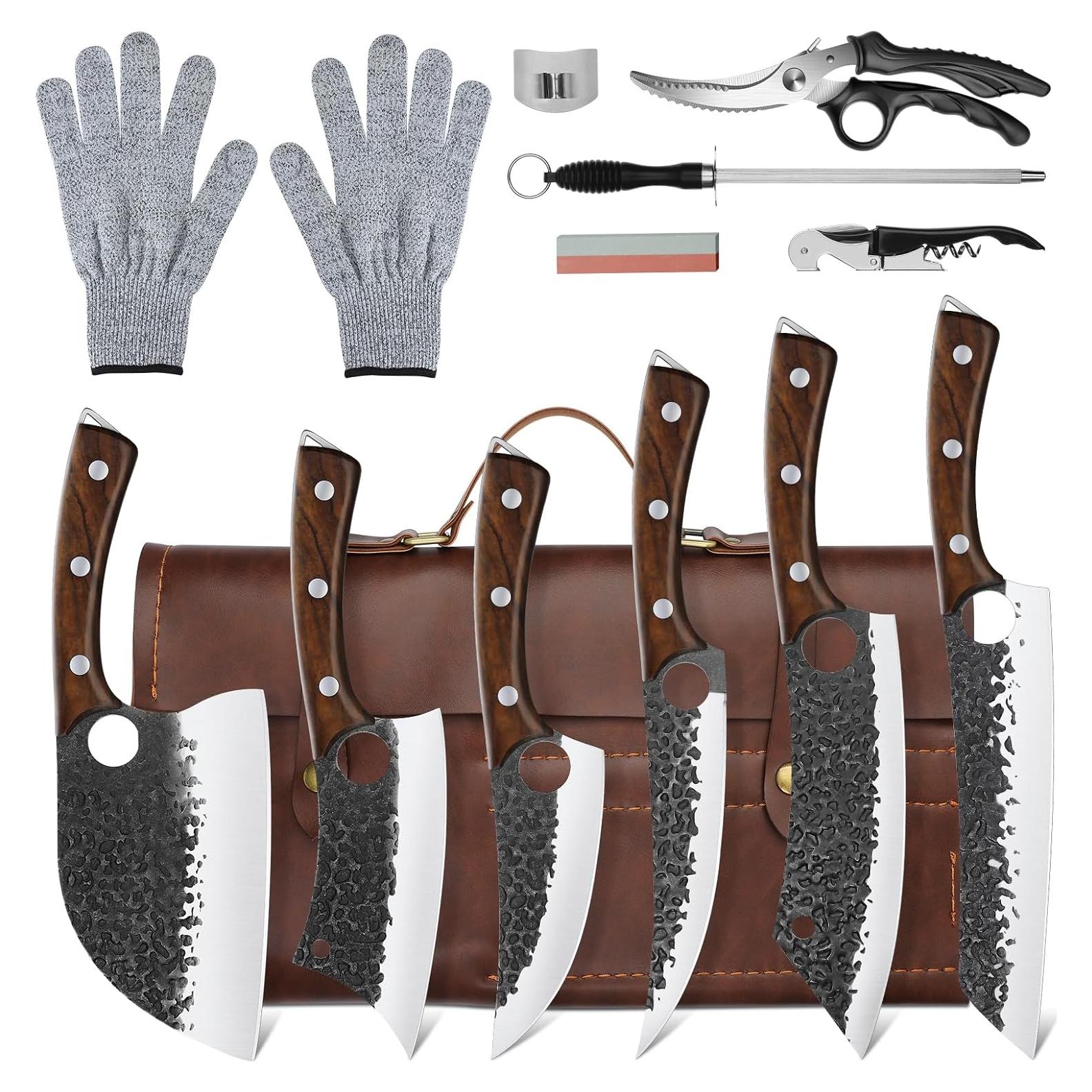 Juego de cuchillos de cocina Purple Dragon, 12 piezas, acero al carbono