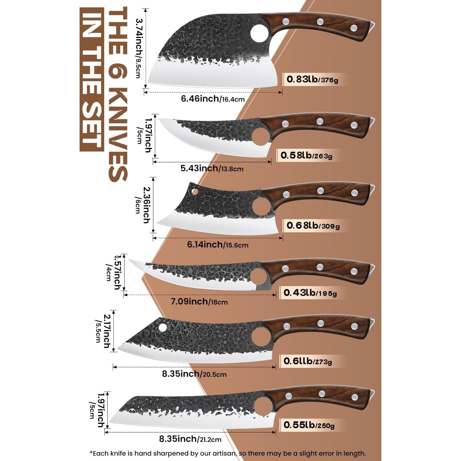 Juego de cuchillos de cocina Purple Dragon, 12 piezas, acero al carbono