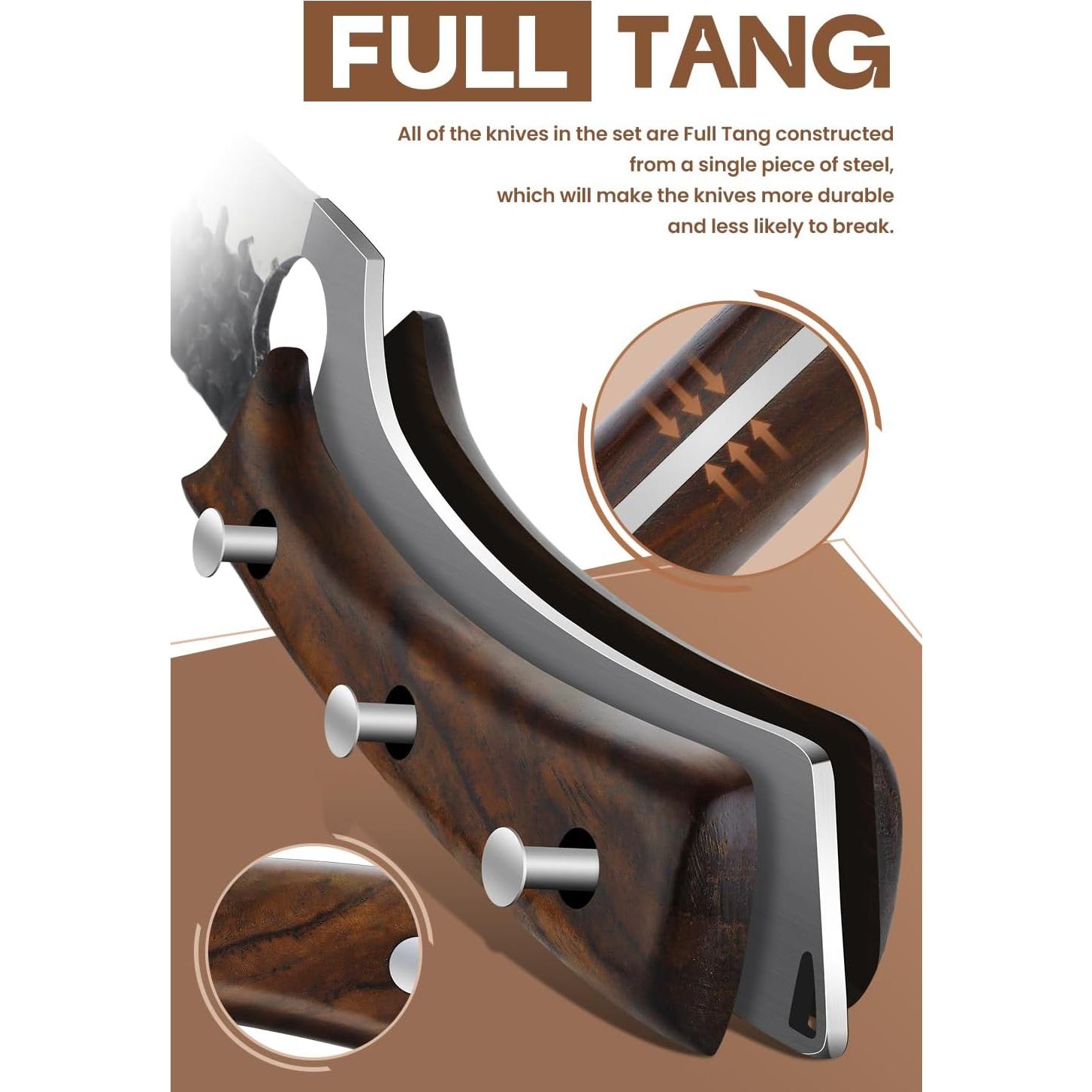 Juego de cuchillos de cocina Purple Dragon, 12 piezas, acero al carbono