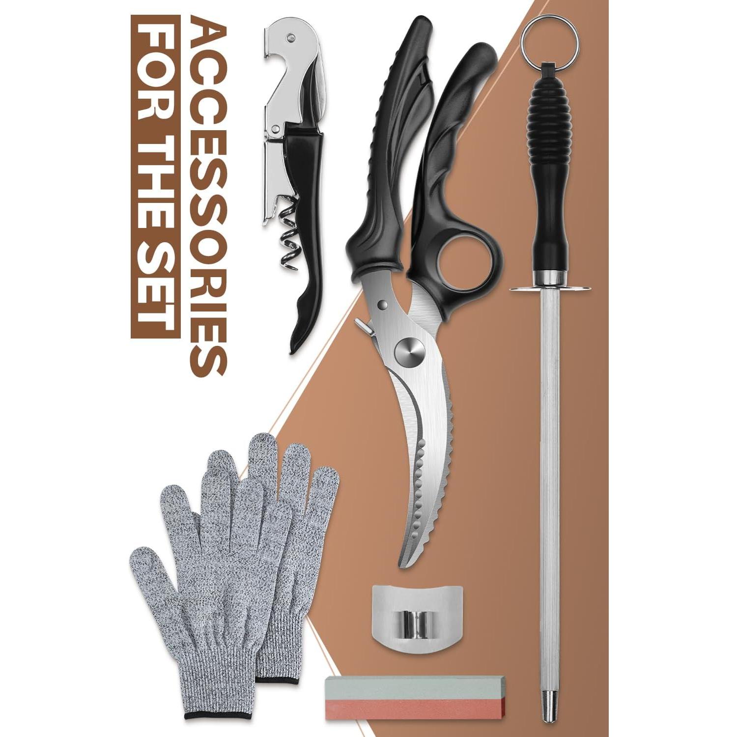 Juego de cuchillos de cocina Purple Dragon, 12 piezas, acero al carbono