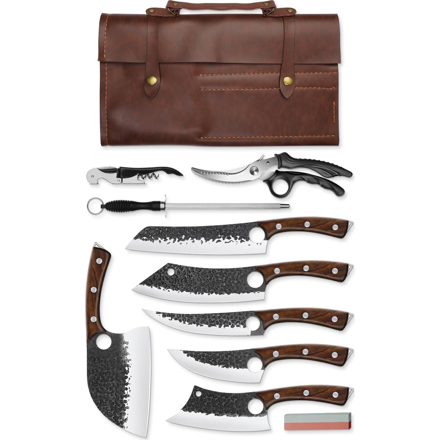 Juego de cuchillos de cocina Purple Dragon, 12 piezas, acero al carbono