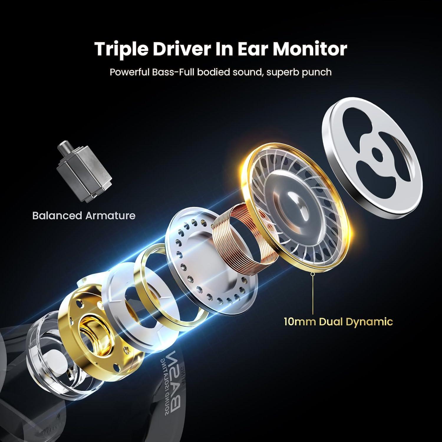 Auriculares BASN 24IEM Intrauditivos HiFi con Aislamiento Negro