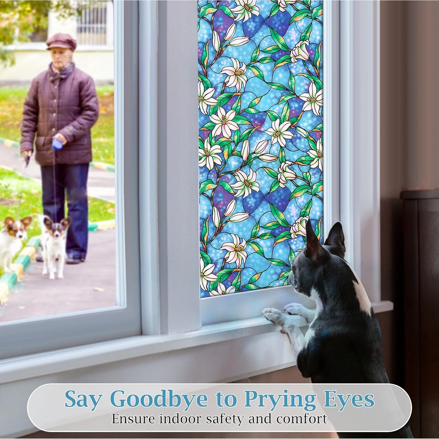 Película de Privacidad Coavas 44.5x200cm Vinilo Floral