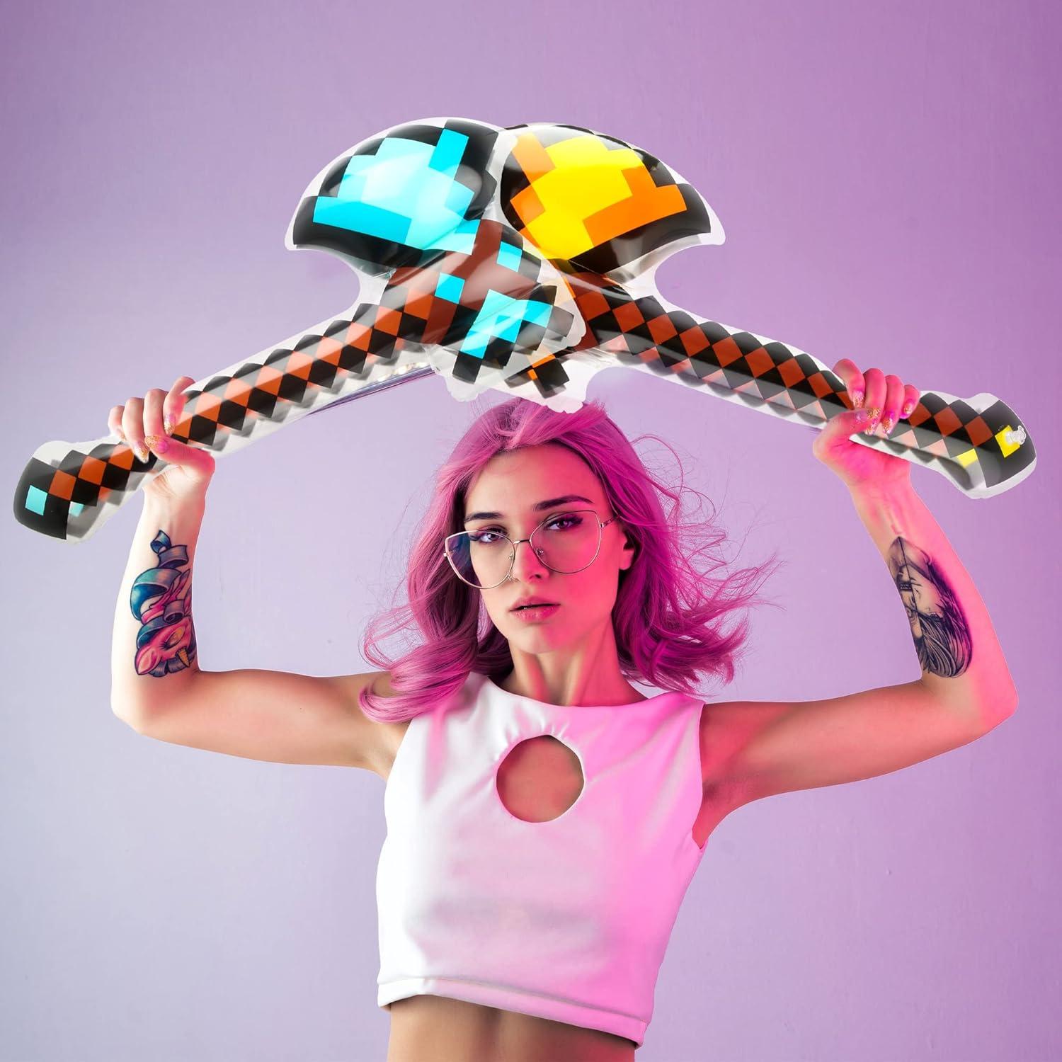 14 Piezas Espadas y Hachas Inflables Cagemoga para Niños