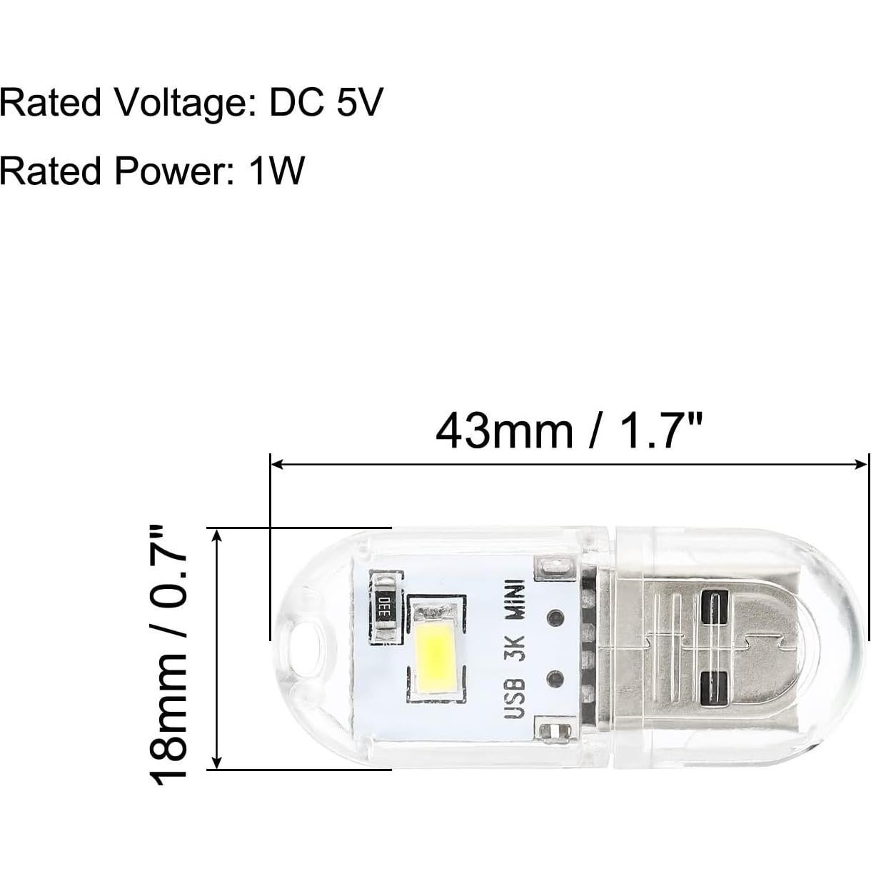Luz Nocturna LED USB PATIKIL - Paquete de 6 Piezas Blanca