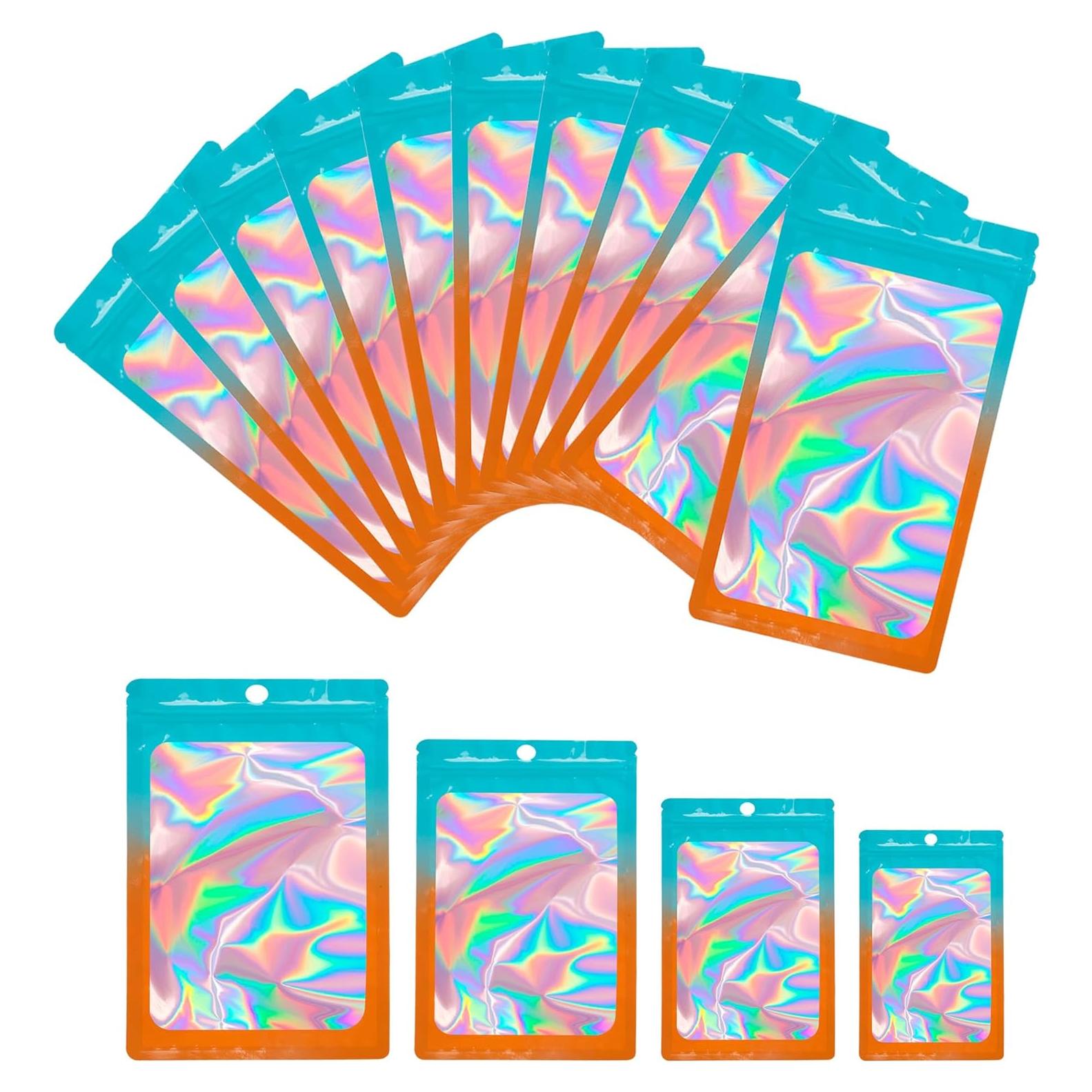 Bolsas de Mylar Holográficas Reutilizables 100 PCS 6.1x9.9 cm