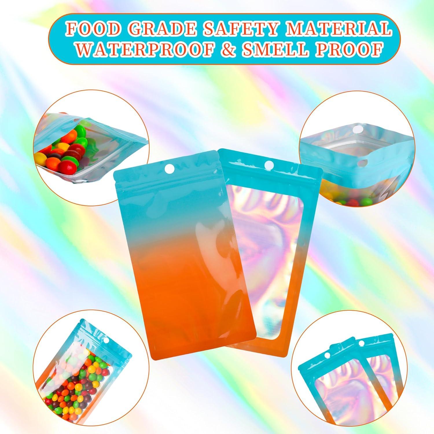 Bolsas de Mylar Holográficas Reutilizables 100 PCS 6.1x9.9 cm