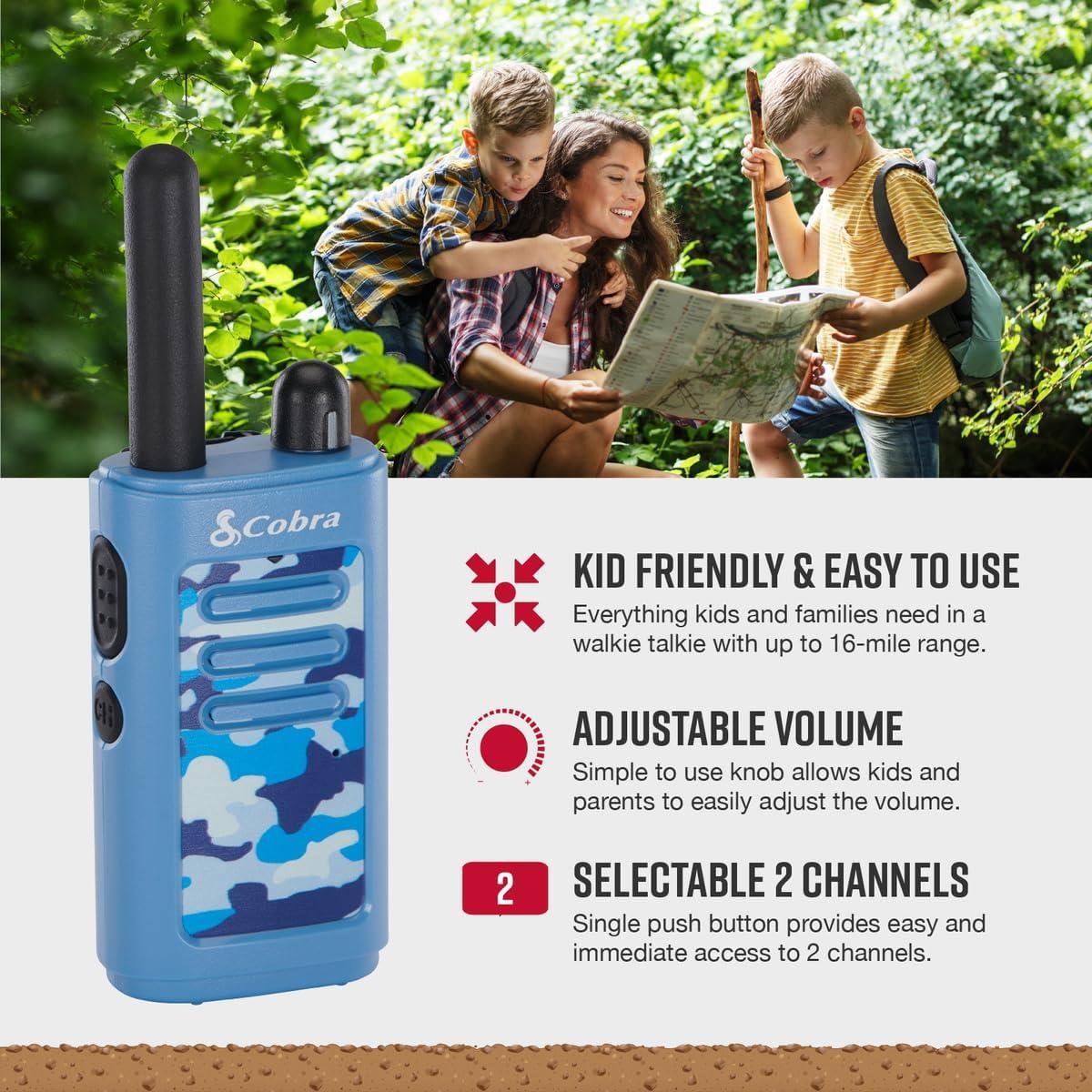 Walkie Talkies Cobra HE150B para Niños - 2 Canales, 25.75 km