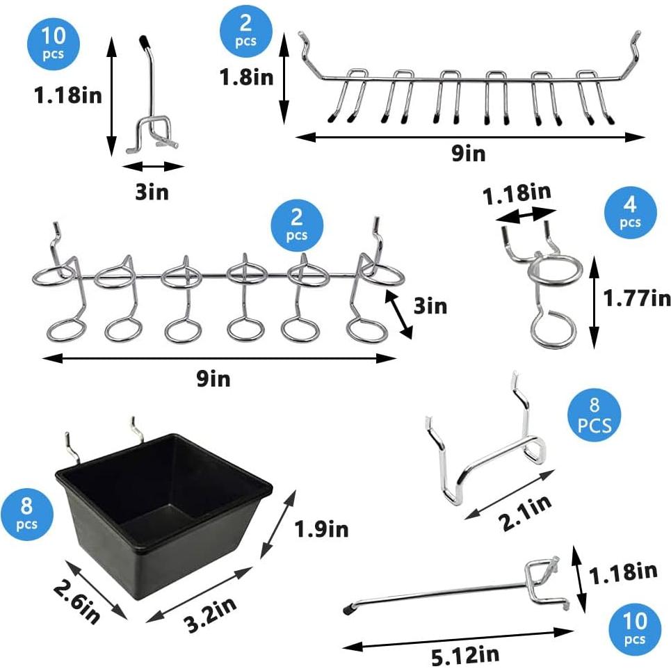 80 Ganchos para Tablero Perforado Dobures - Alta Resistencia