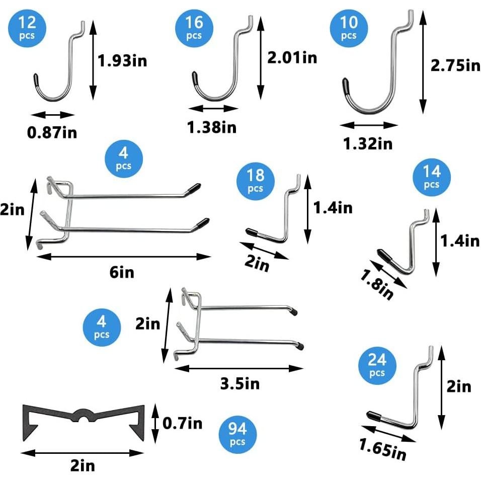 80 Ganchos para Tablero Perforado Dobures - Alta Resistencia