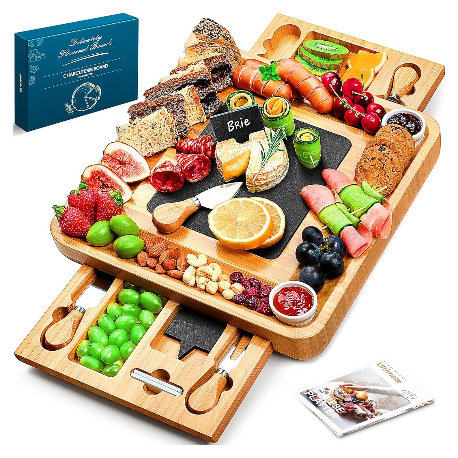 Tabla de Charcutería Grande Easoger de Bambú con Cajones