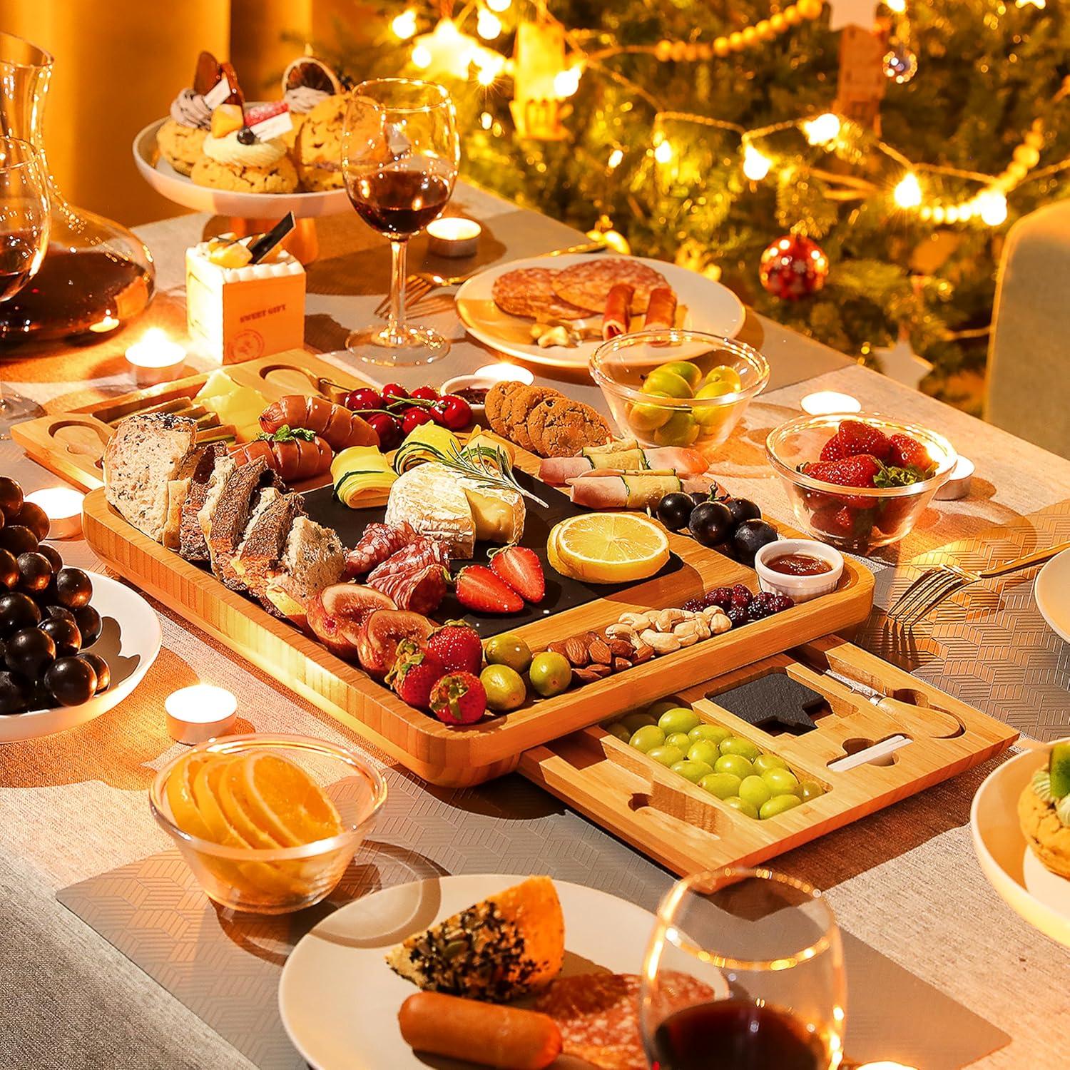 Tabla de Charcutería Grande Easoger de Bambú con Cajones
