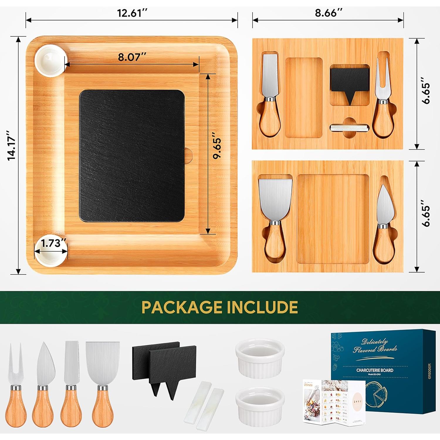 Tabla de Charcutería Grande Easoger de Bambú con Cajones