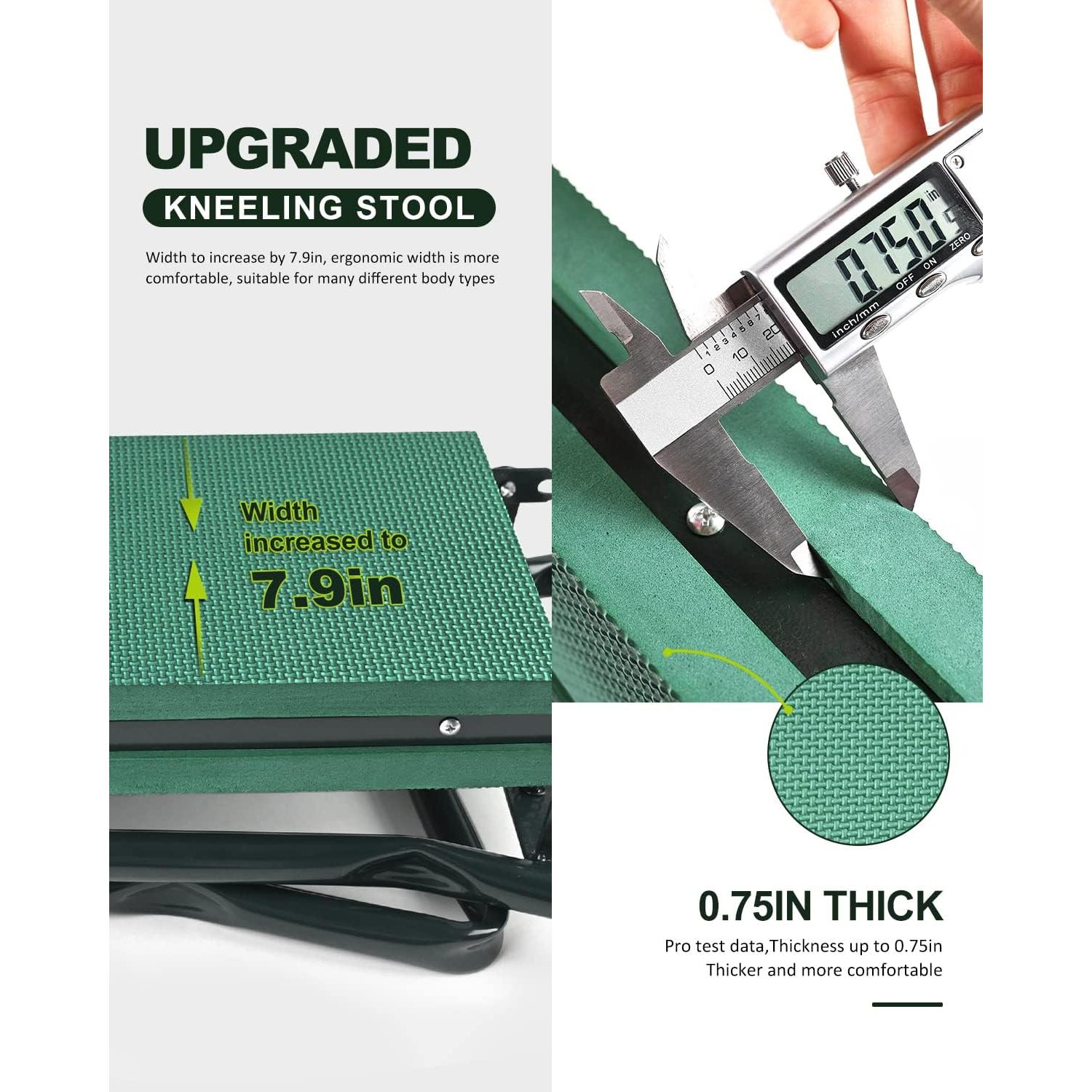 Banco de Jardín Plegable KVR con Asiento y Bolsa de Herramientas