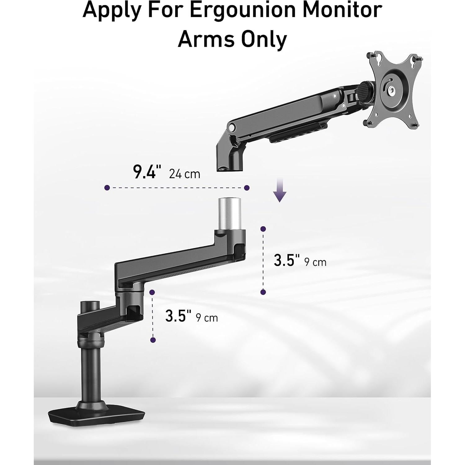 Brazo de Monitor de Extensión ErgoUnion Negro para Soporte E