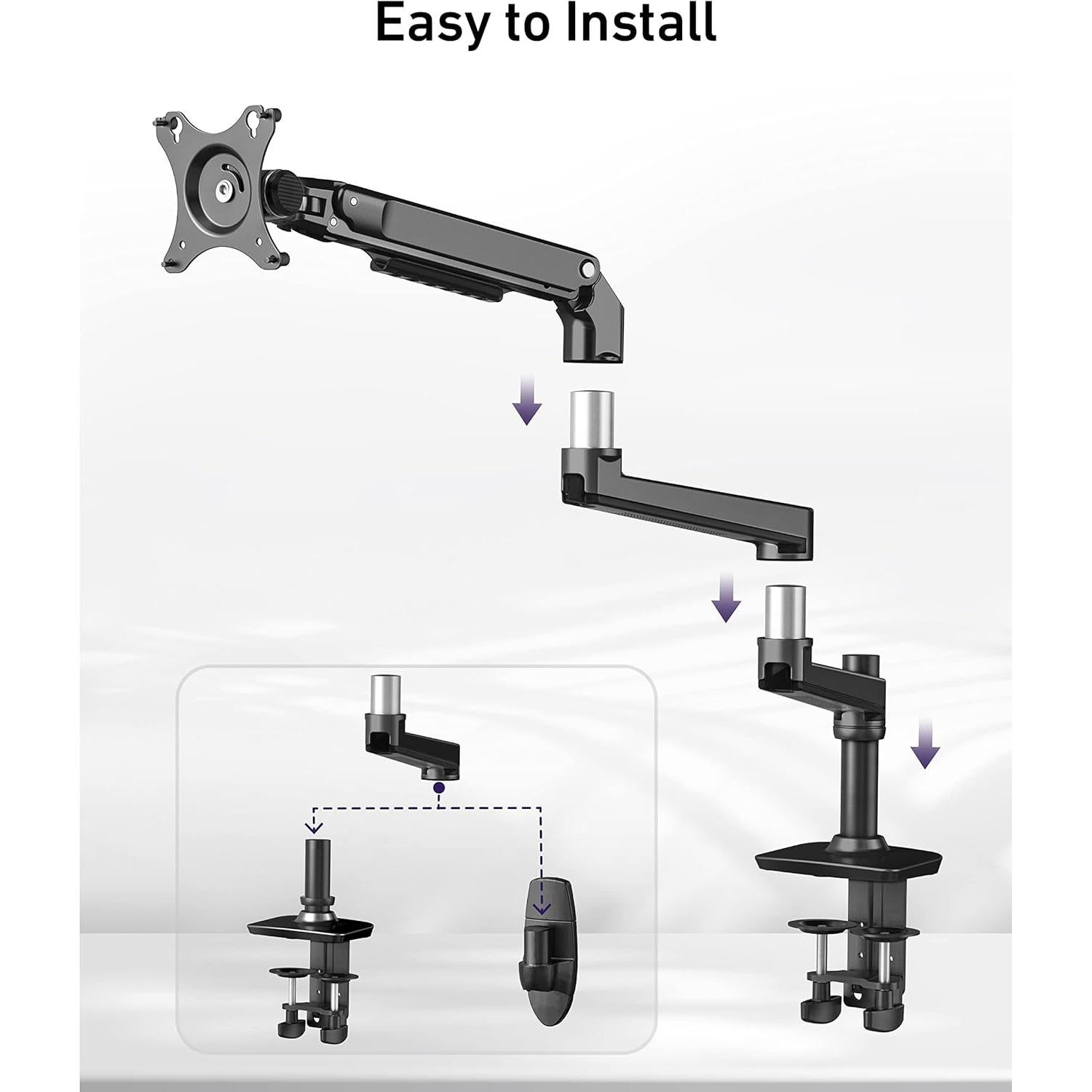 Brazo de Monitor de Extensión ErgoUnion Negro para Soporte E