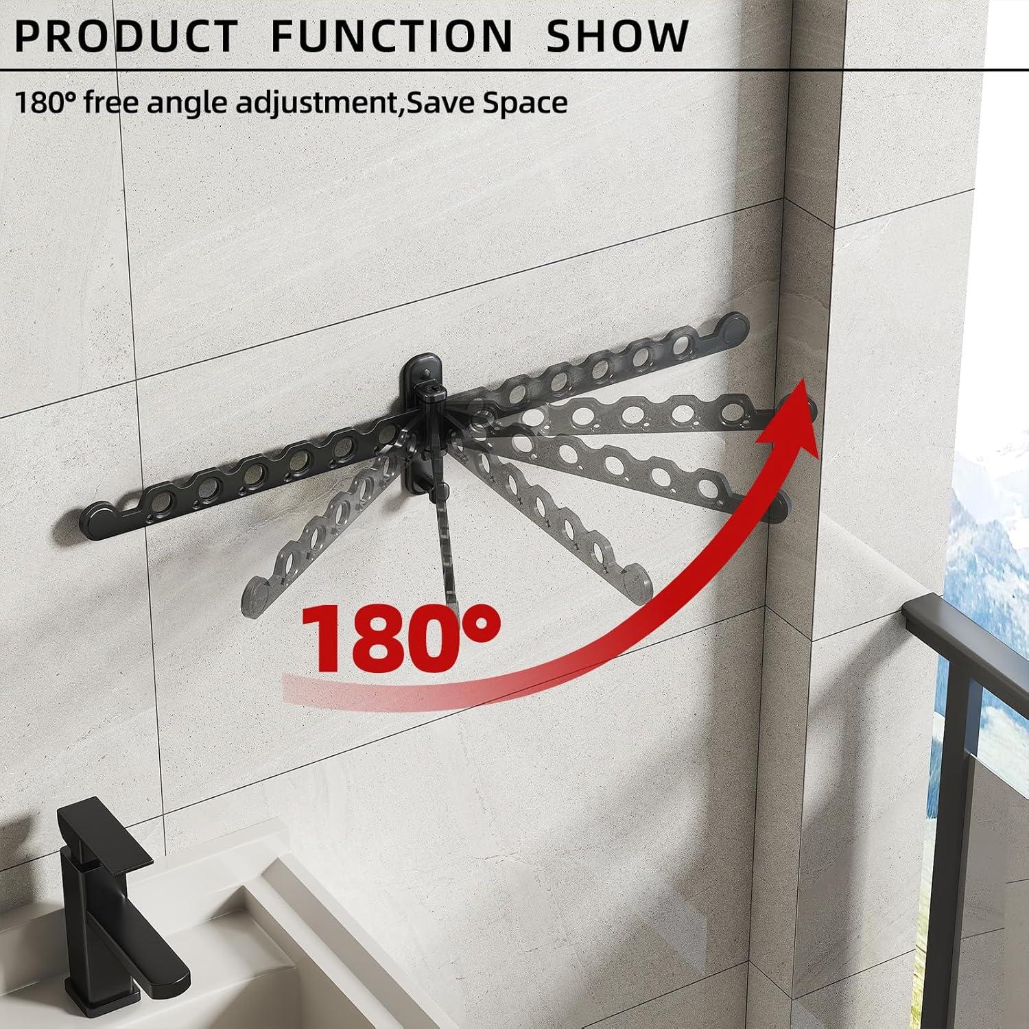 Perchero Plegable Montado en Pared Dancrul 6 Agujeros Negro