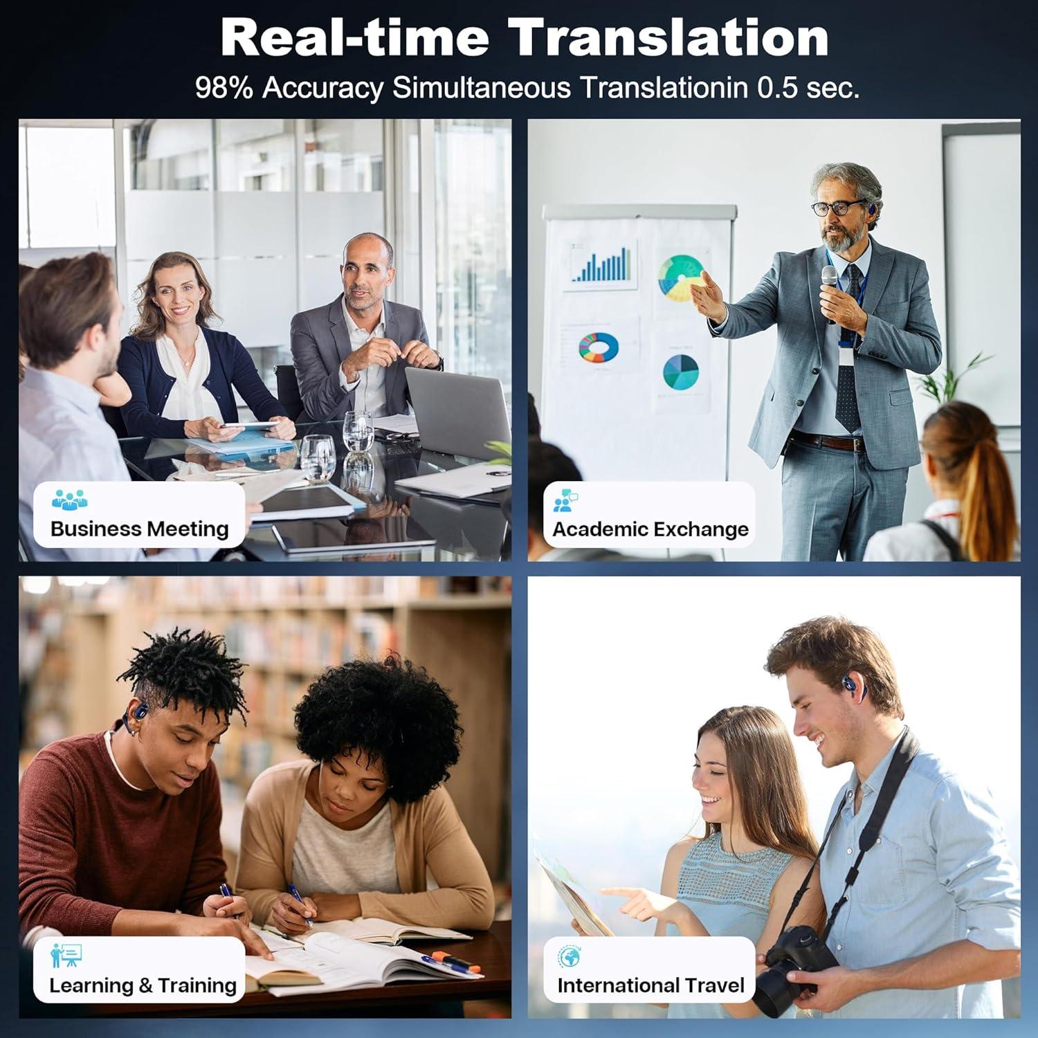 Auriculares Inalámbricos Traductores AI 3-en-1 - Azul Oscuro