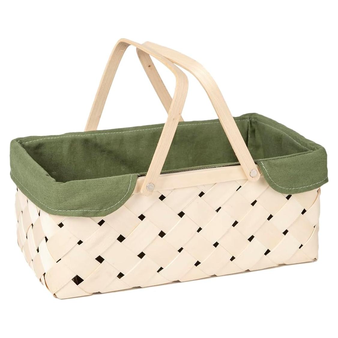 Cesta de Picnic YRLSOTGE de Madera Natural Verde 35.5x19x14 cm