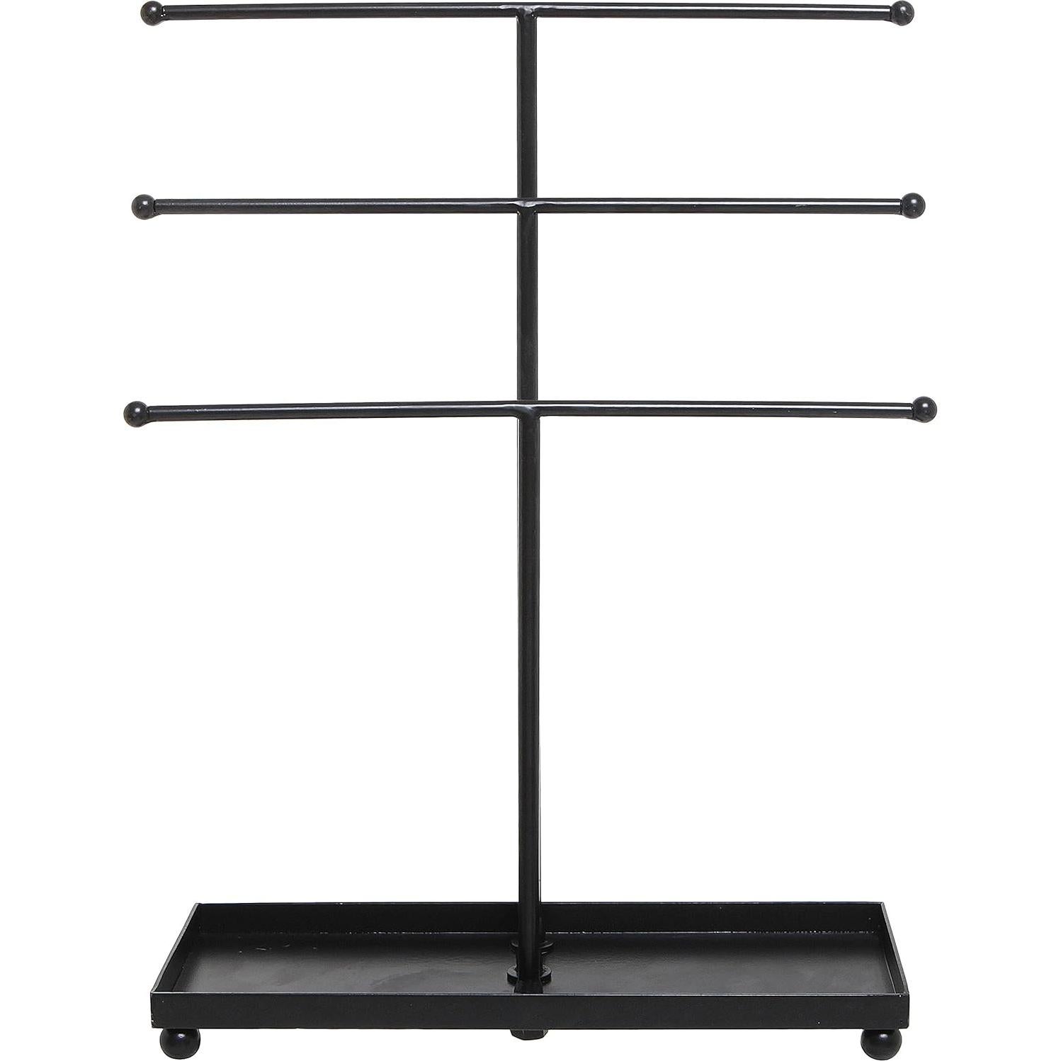 Organizador de Joyería MyGift, Metal Negro 3 Niveles con Bandeja