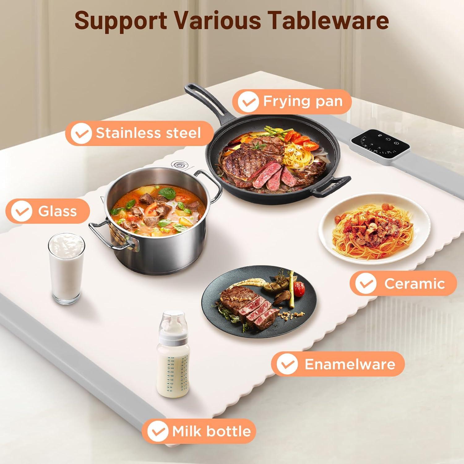 Alfombrilla Calentadora de Comida Fondpen 66x43cm 5 Niveles