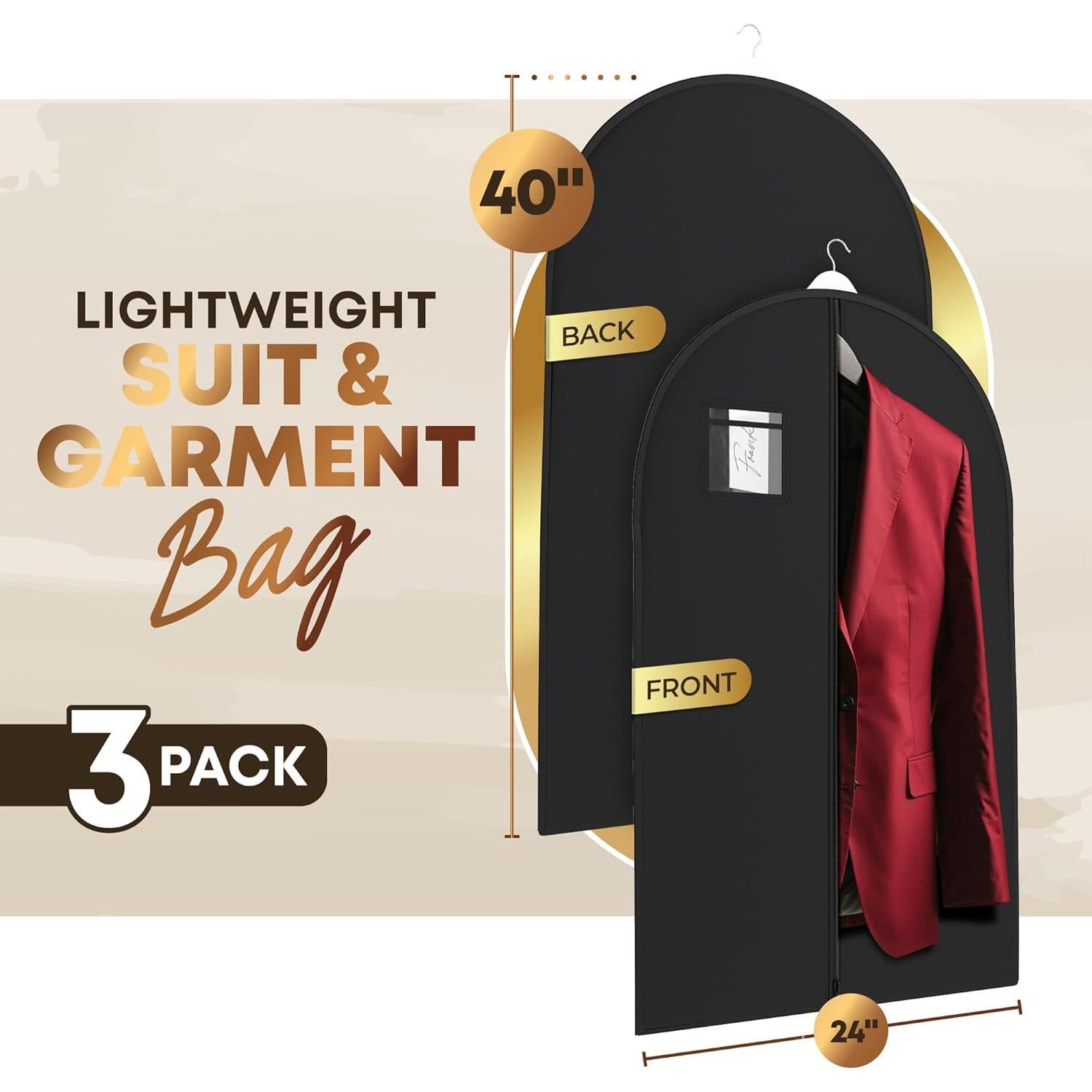 Bolsa de Traje Negra Tus Bolsas - 3 Paquete 100x60 cm