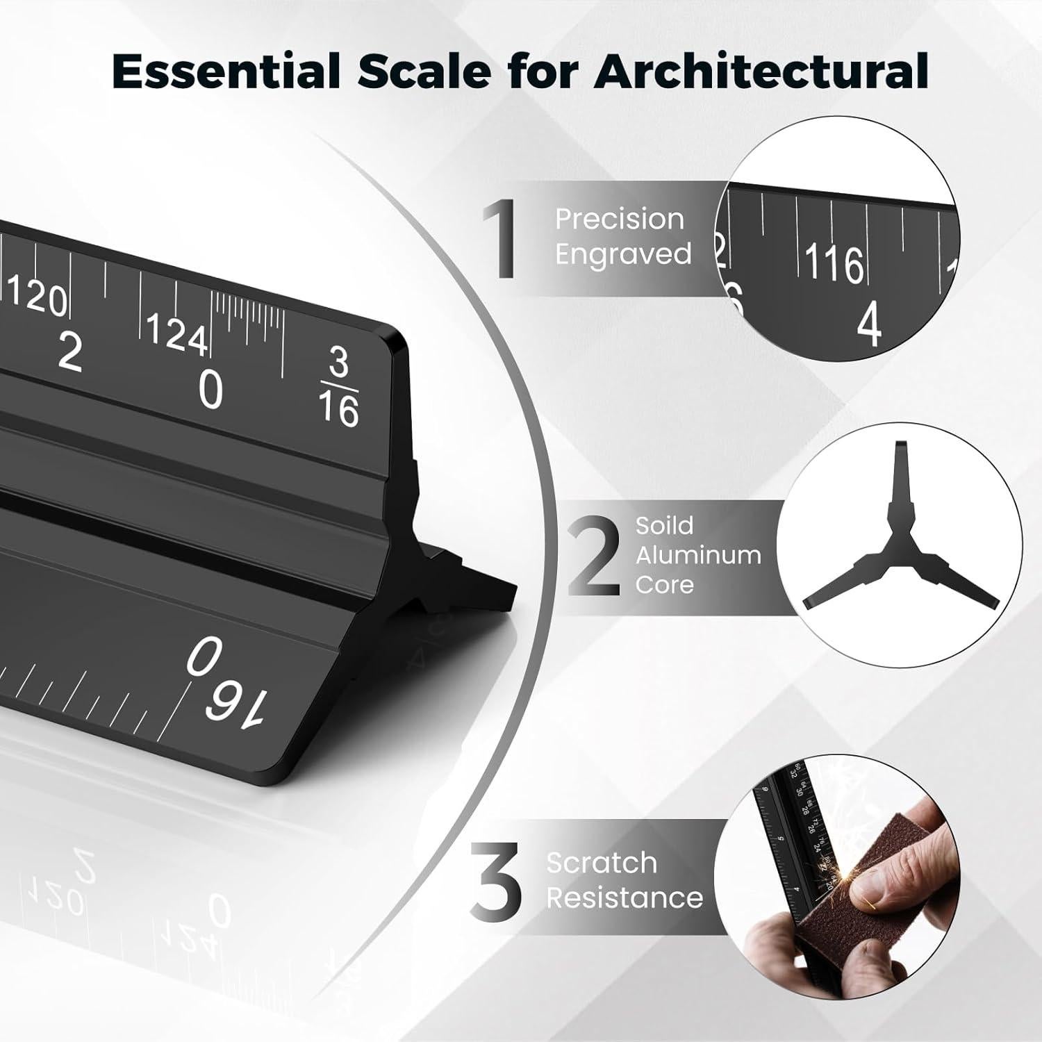 Regla de Escala Arquitectónica Rena Chris 30.48 cm Aluminio