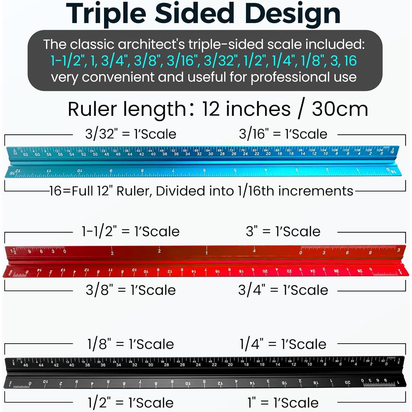 Regla de Escala Arquitectónica Rena Chris 30.48 cm Aluminio