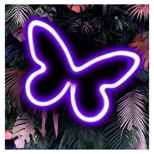Luz de Neón Mariposa LED Morada UrsaMajor - Decoración Pared