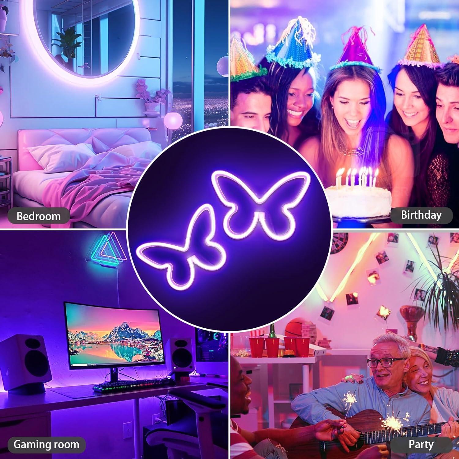 Luz de Neón Mariposa LED Morada UrsaMajor - Decoración Pared