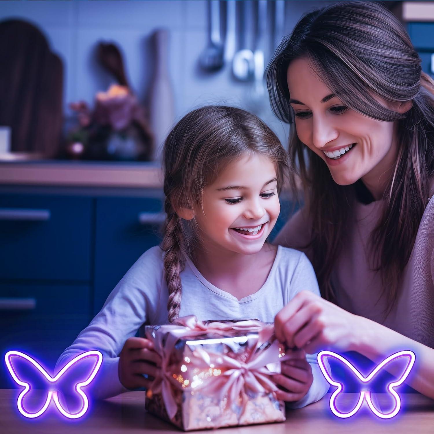 Luz de Neón Mariposa LED Morada UrsaMajor - Decoración Pared