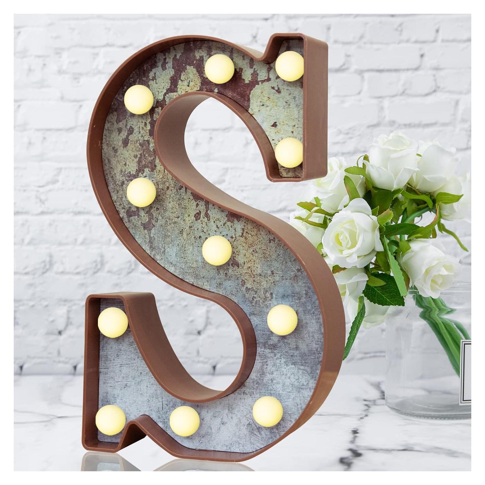 Letras Iluminadas LED Estilo Vintage Oxidado Maigo - Letra S